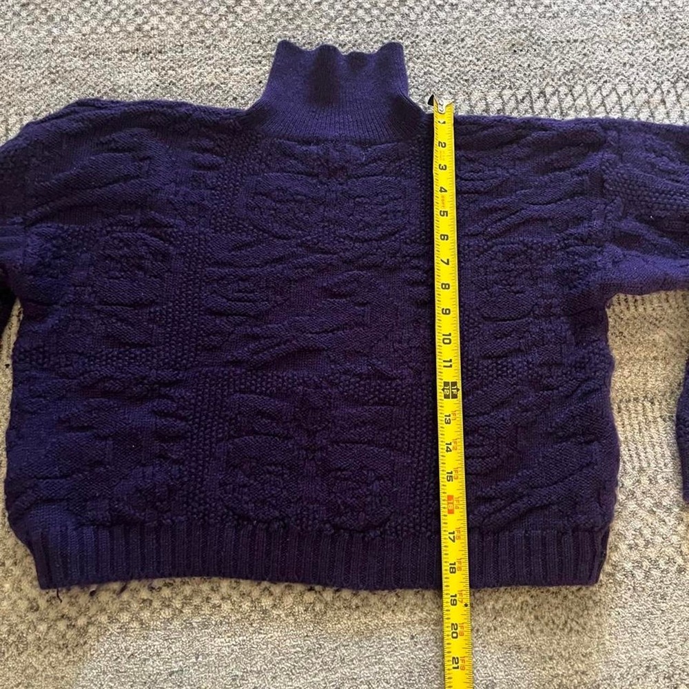 Y2K Esprit knit wool pullover button neck textured fisherman sweater - Picture 6 of 6